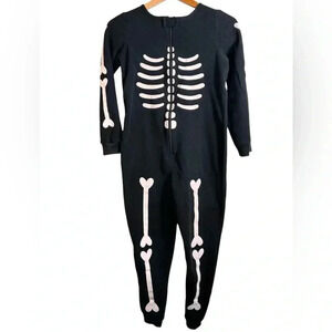Kids black skeleton onesie pyjamas, size 10-12,  Cozy Fun Comfy